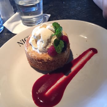 Nick's San Clemente - Butter Cake  with vanilla ice cream and raspberry sauce - American Near Me - San Clemente, California