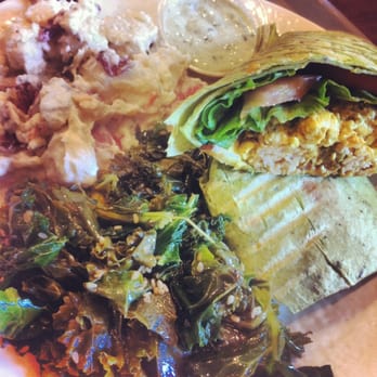 Sunflower Cafe - Kimchi potato salad, sesame steamed kale, and mock chix salad wrap - Cafes Near Me - Nashville, Tennessee Sunflower Cafe - Kimchi potato salad, sesame steamed kale, and mock chix salad wrap - Cafes Near Me - Nashville, Tennessee