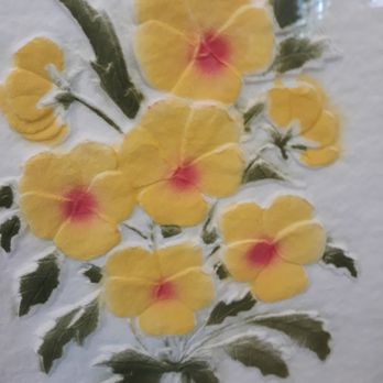 JP Custom Framing - close up of stamped floral on cotton paper - Framing Near Me - Rumson, New Jersey JP Custom Framing - close up of stamped floral on cotton paper - Framing Near Me - Rumson, New Jersey