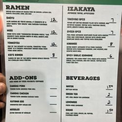 Genaro’s Ramen And Izakaya - Menu in English