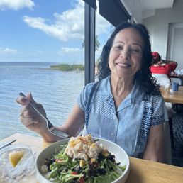 Mom and lobster shrimp mango salad. Yum! Mom and lobster shrimp mango salad. Yum!