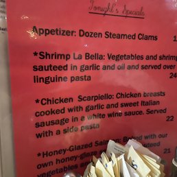 a menu for a restaurant