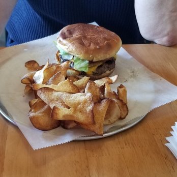 Savory Roots - Comeback Burger w/fresh cooked spicy potato chips. Burger is totally delicious although the chips are moderately hot with seasonings - American Near Me - Pass Christian, Mississippi Savory Roots - Comeback Burger w/fresh cooked spicy potato chips. Burger is totally delicious although the chips are moderately hot with seasonings - American Near Me - Pass Christian, Mississippi