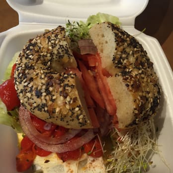 THB Bagelry & Deli - Veggie bagel with an egg and gluten free bagel (made off site and a little smaller than their regular bagels) - Bagels Near Me - Timonium, Maryland