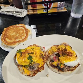 Daddy O’s - Mini pancakes and  Stuffed Shrimp Benedict. - New American Near Me - Lihue, Hawaii
