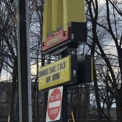 McDonald's - The irony of a "do not enter" sign in front of the McDonald's sign. My digestive system appreciates the warning.