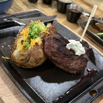 Coyote Ridge Golf Course - Steak, loaded baked potato with the Dilly house salad - Golf Near Me - Electric City, Washington Coyote Ridge Golf Course - Steak, loaded baked potato with the Dilly house salad - Golf Near Me - Electric City, Washington