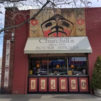 Churchill's Booklovers' Haunt - The outside of Churchills is covered in art - Antiques Near Me - Yakima, Washington Churchill's Booklovers' Haunt - The outside of Churchills is covered in art - Antiques Near Me - Yakima, Washington