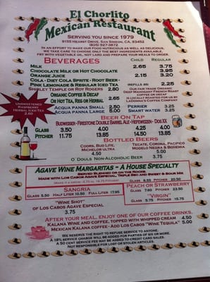 Menu photo 8 El Chorlito Mexican Eatery San Simeon, CA
