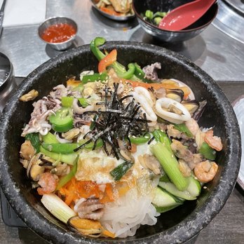 Tomukun Korean Barbeque - Haemul Dolsot Bibimbap (Seafood Rice Bowl in Stone Pot) - Korean Near Me - Ann Arbor, Michigan
