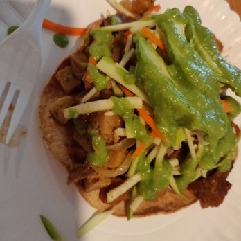 Mi Tierra Vegana - Tostado. I was told it was better than the taco, but not as good as the vegan food truck in Brownsville. - Vegan Near Me - McAllen, Texas Mi Tierra Vegana - Tostado. I was told it was better than the taco, but not as good as the vegan food truck in Brownsville. - Vegan Near Me - McAllen, Texas