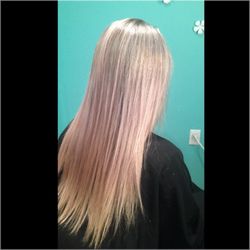 Hidden Beauty Studio - Blonde from a very dark brown (slowly cutting the bottoms to be the same but don't want to lose length.