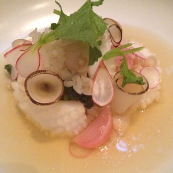Benu - Bigfin squid, beech mushroom, radish, kale, toasted rice broth - Asian Fusion Near Me - San Francisco, California Benu - Bigfin squid, beech mushroom, radish, kale, toasted rice broth - Asian Fusion Near Me - San Francisco, California