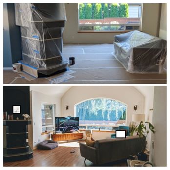 Bullet Painting - Living Room & ceiling before and after - Painters Near Me Bullet Painting - Living Room & ceiling before and after - Painters Near Me