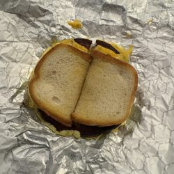 Country Corner Cafe - Breakfast sandwich - bologna, cheese and egg (packaged with mayo, ketchup, salt, pepper, utensils, everything you could ever need!)