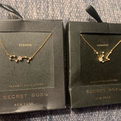 American Cancer Society Discovery Shop - Bought these necklaces for $12.00 each. On their website Secret Box, they retail for $34.00 each.