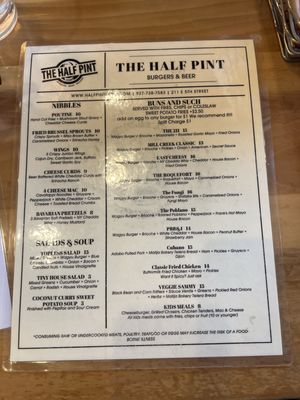 Menu photo 1 The Half Pint Marysville, OH