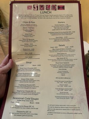 Menu photo 1 The Shed Santa Fe, NM Menu photo 1 The Shed Santa Fe, NM