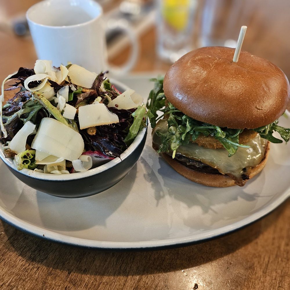 LOCAL Public Eatery Barclay - burger with arugala and onion rings upgrade to greens 1.75 - Pubs Near Me - Calgary, Alberta LOCAL Public Eatery Barclay - burger with arugala and onion rings upgrade to greens 1.75 - Pubs Near Me - Calgary, Alberta
