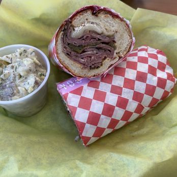 The Grub's On Wheels - Del frisco melt with tater salad - Sandwiches Near Me - Lincoln City, Oregon The Grub's On Wheels - Del frisco melt with tater salad - Sandwiches Near Me - Lincoln City, Oregon
