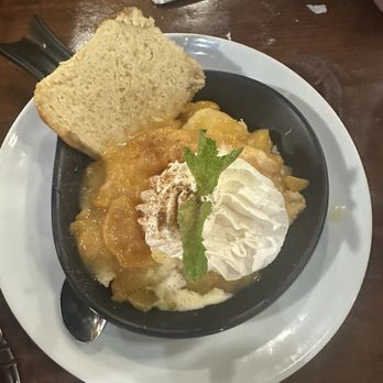 Katie's Seafood House - Dessert that effectively was peach cobbler with cake - Seafood Near Me - Galveston, Texas Katie's Seafood House - Dessert that effectively was peach cobbler with cake - Seafood Near Me - Galveston, Texas
