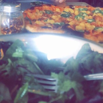 Sidewall Pizza - Hawaiian pizza and summer veggie salad - Pizza Near Me - Greenville, South Carolina