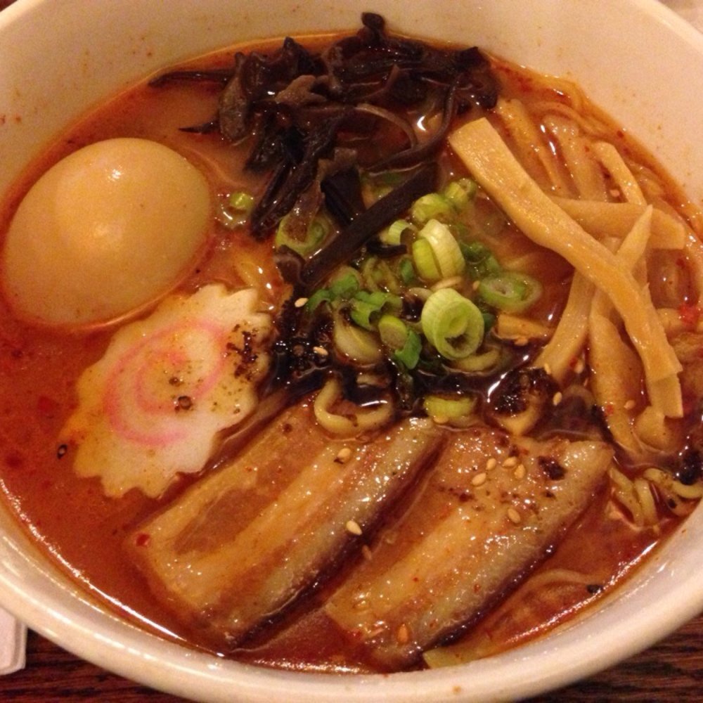 Nom Nom Ramen - Karai (spicy) ramen with pork belly and soft boiled egg - Ramen Near Me - Philadelphia, Pennsylvania Nom Nom Ramen - Karai (spicy) ramen with pork belly and soft boiled egg - Ramen Near Me - Philadelphia, Pennsylvania