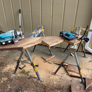 Sanders Handyman Services - Stair stringers in progress for a client in cedar ridge. WAY stronger and safer than the previous stairs. - Handyman Near Me Sanders Handyman Services - Stair stringers in progress for a client in cedar ridge. WAY stronger and safer than the previous stairs. - Handyman Near Me