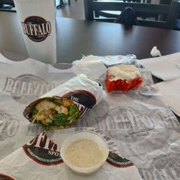 $5 for the Chicken Caesar Wrap and the drink and then $2 for the Strawberry Shortcake