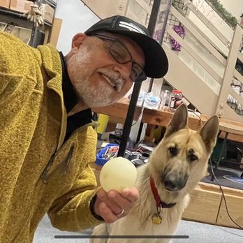 California Ski Company - Shop dog Truman taking a break with Sam - Outdoor Gear Near Me - Berkeley, California