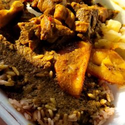 Tony's Caribbean Kitchen - Curry Goat, Rice, Cabbage & Plantains