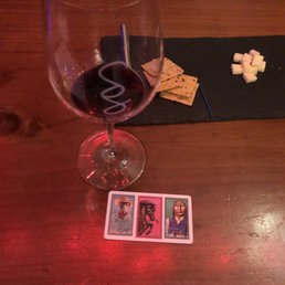 Love the art on the business cards, bottles. Delicious wine. Love the art on the business cards, bottles. Delicious wine.