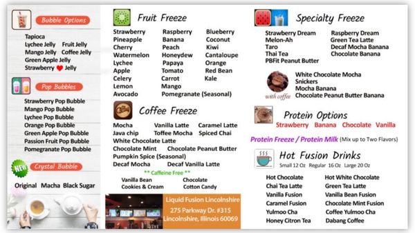Menu photo 7 Liquid Fusion Lincolnshire, IL