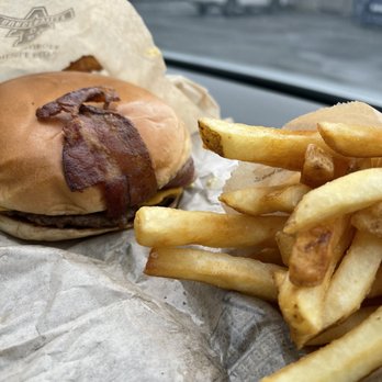 Burgerville - a burger and french fries on a wrapper - Burgers Near Me - Woodland, Washington