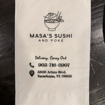 Masa's Sushi and Poke - Napkin! - Sushi Bars Near Me - Texarkana, Texas Masa's Sushi and Poke - Napkin! - Sushi Bars Near Me - Texarkana, Texas