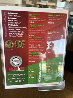 Menu photo 4 Tacos And Go Lake Elmo, MN
