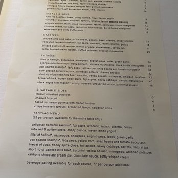 Aria - Menu - New American Near Me - Atlanta, Georgia