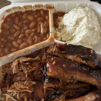 Britt's BBQ and Catering - Two 2 Meat Combo pulled pork and St. Louis Ribs - Barbeque Near Me - El Segundo, California