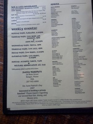 Menu photo 7 Paddy Murphy's Irish Pub Bangor, ME Menu photo 7 Paddy Murphy's Irish Pub Bangor, ME