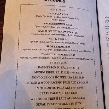 The Blackbird - Menu as of June 2018. - Pubs Near Me - London, XGL