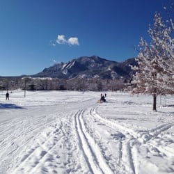 Playground in North Boulder Park - BNC groomer at work. They need at least 8-10 inches of snow to make it skiable.
Nice views for simple in town  xc skiing.