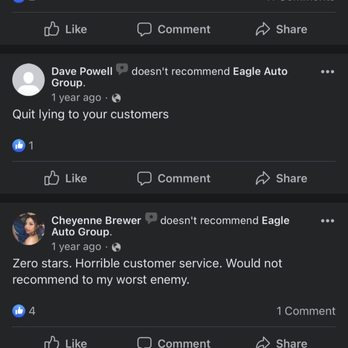 Eagle Auto Group - REAL FACEBOOK REVEIW'S I said in my post that they force customers to post good reviews. - Car Dealers Near Me - Phoenix, Arizona