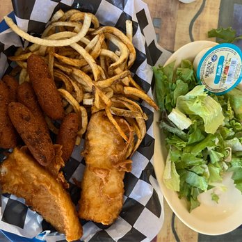 Old Neighborhood Grill - Fish and Chips .. side salad! - American Near Me - Fort Worth, Texas