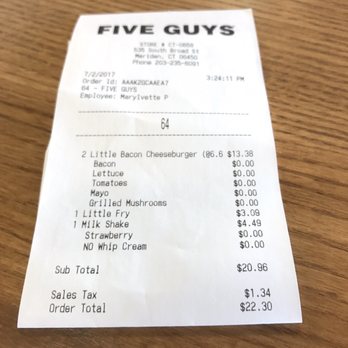 Five Guys - This is pricy fast food! - Burgers Near Me - Meriden, Connecticut