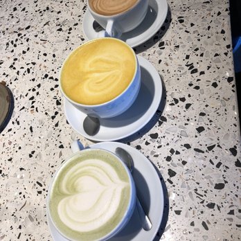 Coffeebar - Matcha latte, turmeric latte, and regular latte. All with oat milk instead of dairy. - Coffee & Tea Near Me - Menlo Park, California Coffeebar - Matcha latte, turmeric latte, and regular latte. All with oat milk instead of dairy. - Coffee & Tea Near Me - Menlo Park, California