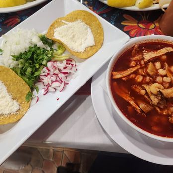 Veracruzano - Sope de pollo (red) with the tortilla side it comes with. - Tacos Near Me - New York, New York Veracruzano - Sope de pollo (red) with the tortilla side it comes with. - Tacos Near Me - New York, New York