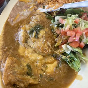 Taco Factory - Chile relleno, rice and beans, plus it came with a fresh tortilla on the side! - Mexican Near Me - Long Beach, California Taco Factory - Chile relleno, rice and beans, plus it came with a fresh tortilla on the side! - Mexican Near Me - Long Beach, California