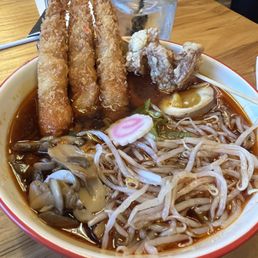 Ramen with chicken Karaage Chicken and Shrimp Tempura Ramen with chicken Karaage Chicken and Shrimp Tempura