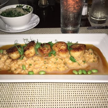 View - Sea scallops with a lobster risotto - Seafood Near Me - Oakdale, New York View - Sea scallops with a lobster risotto - Seafood Near Me - Oakdale, New York