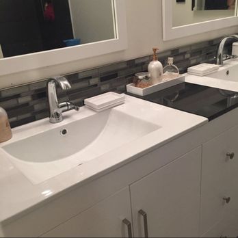 Luxury Building Services - My new bathroom cabinets and new backsplash - General Contractors Near Me